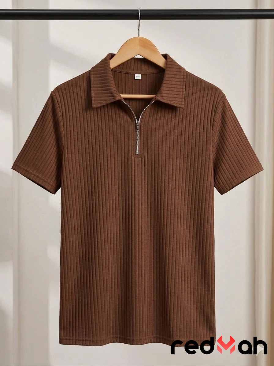 Zipper T-Shirt (Coffee)
