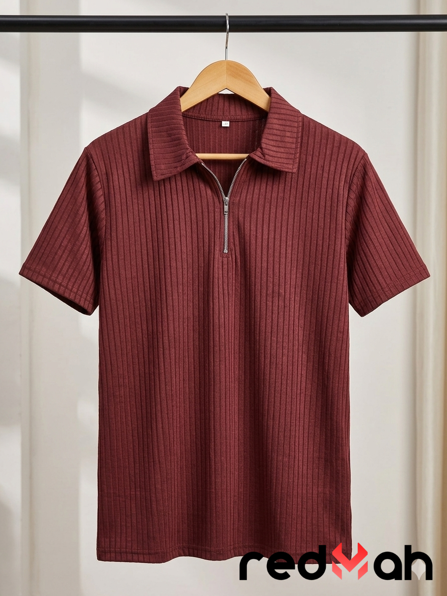 Zipper T-Shirt (Maroon)