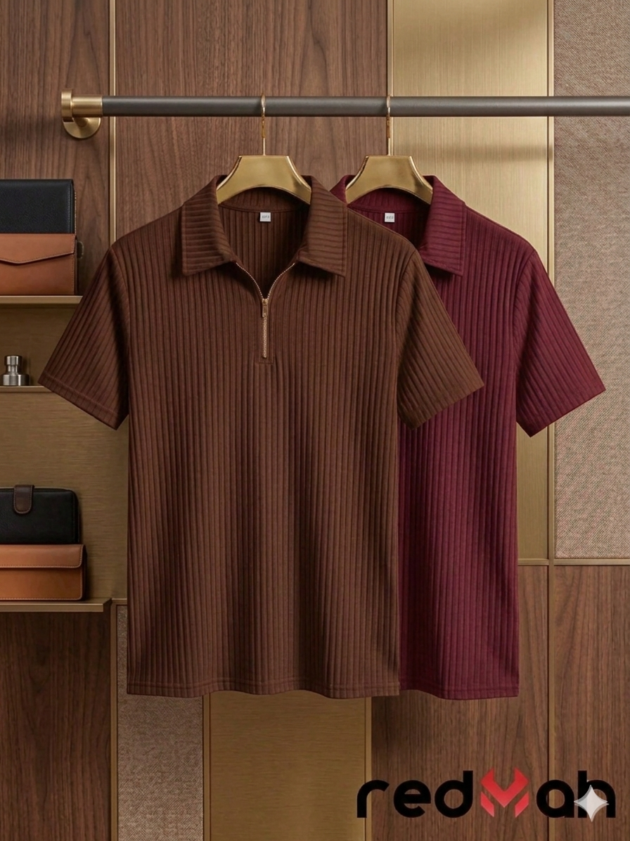 zipper t-shirt combo(Coffee + Maroon)